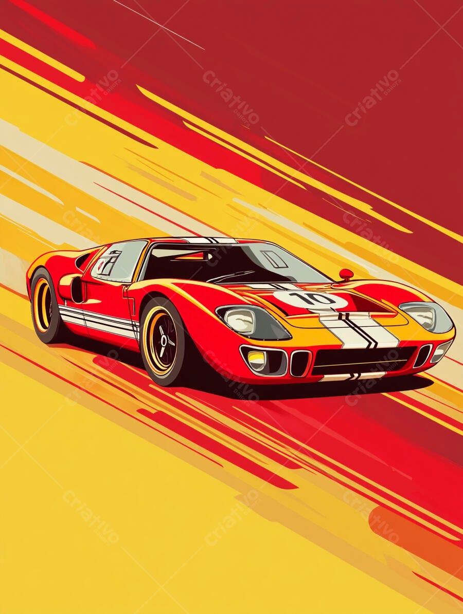Ford GT40 vermelho em corrida estilo retrô