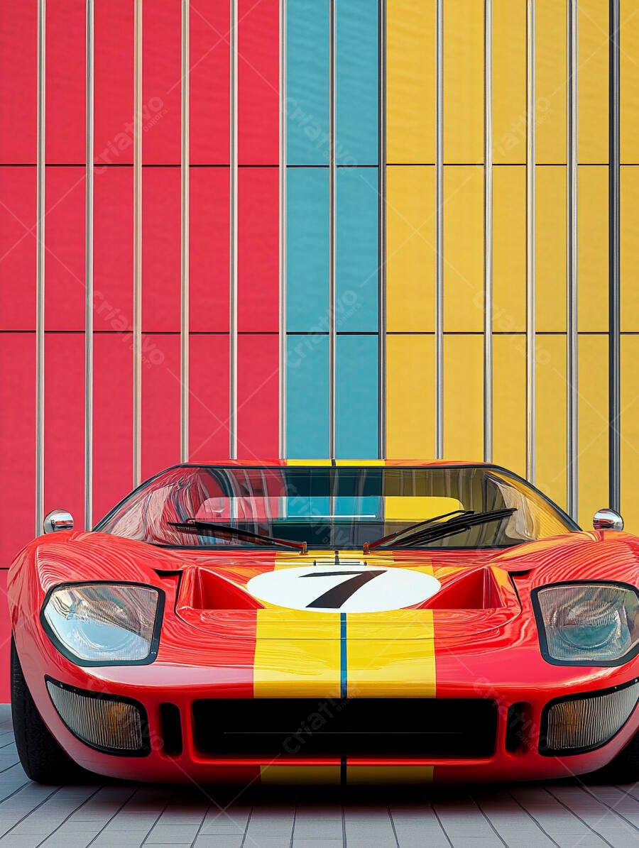 Carro de corrida vermelho e amarelo frente