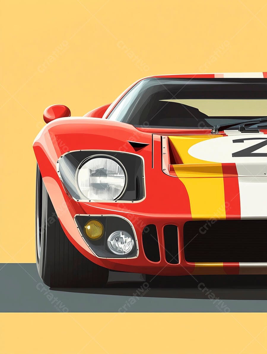 Ford GT40 Vermelho e Amarelo detalhe frontal
