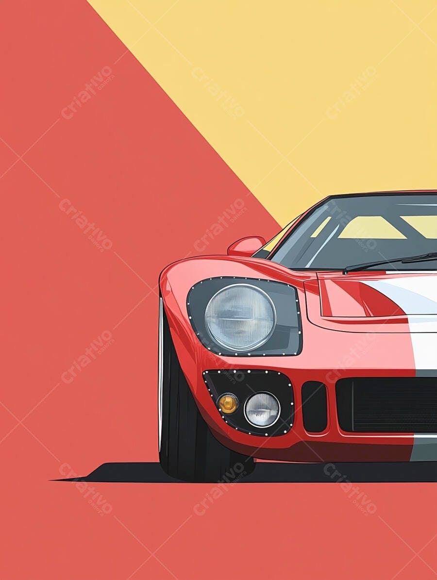 Ford GT40 Vermelho ilustração estilo minimalista