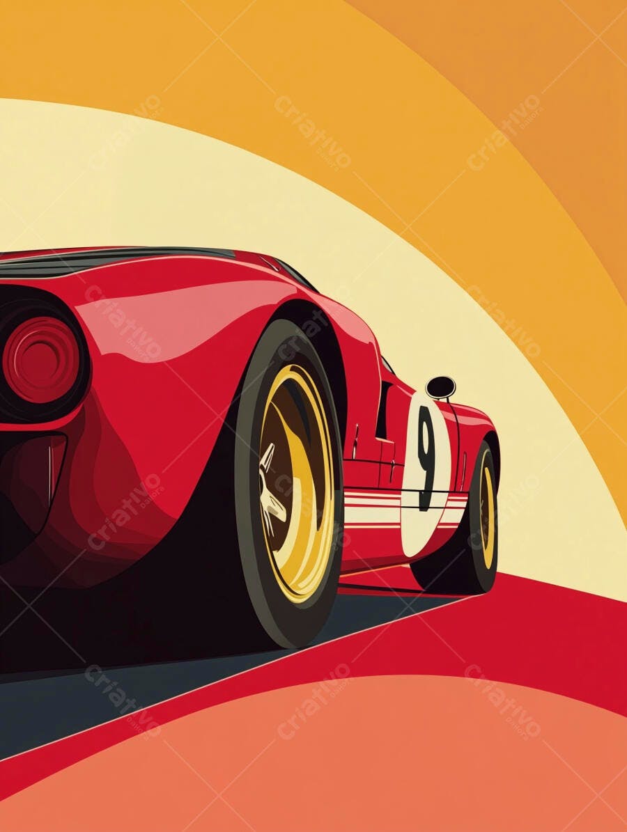 Carro de corrida vermelho estilo vintage
