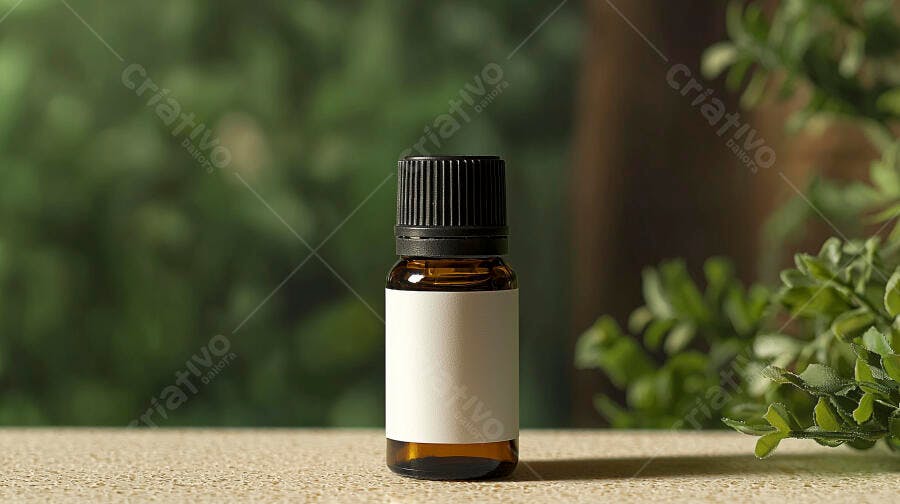Frasco de óleo essencial com rótulo em branco