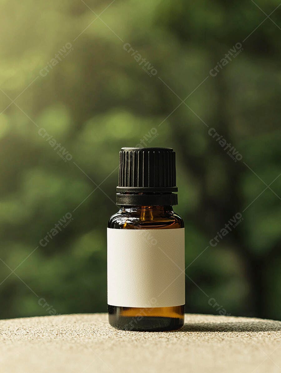 Frasco de óleo essencial com rótulo em branco