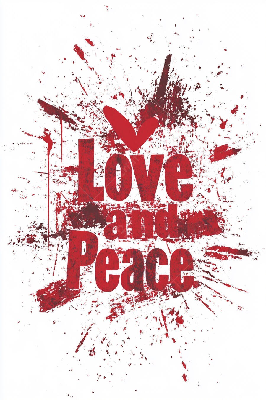 Arte Love and Peace fundo vermelho