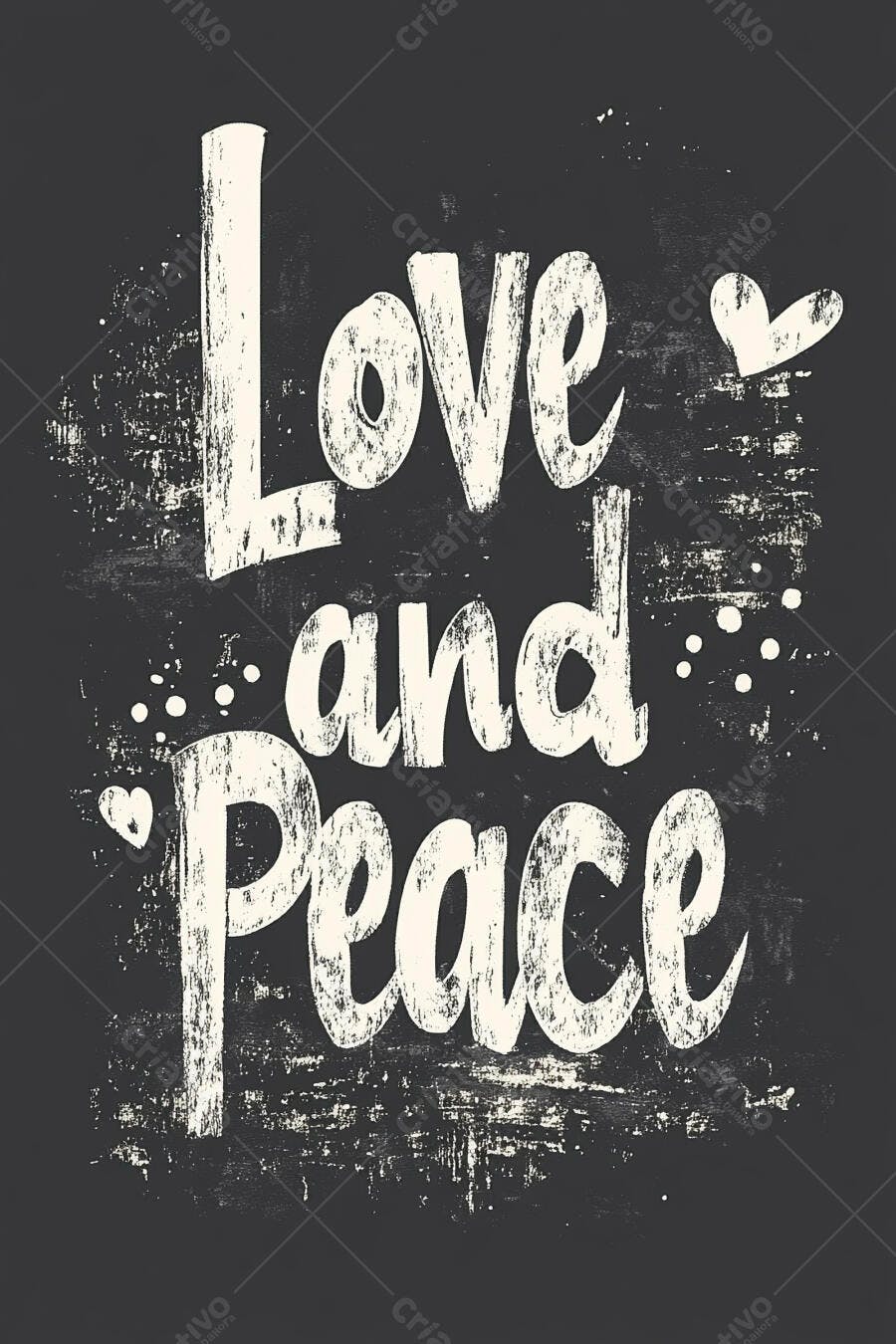 Arte Love and Peace em Preto e Branco