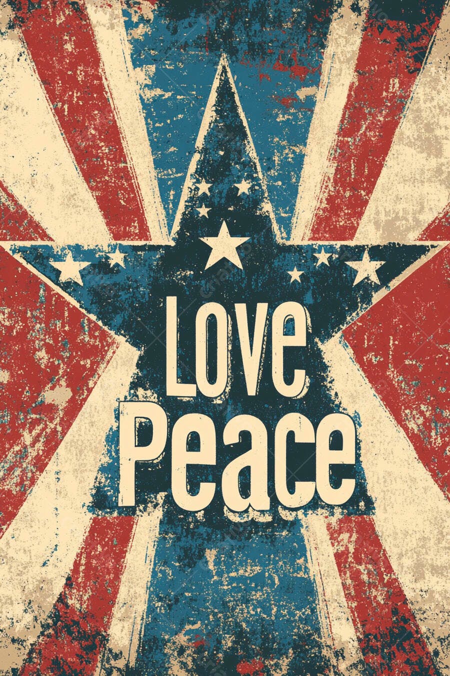 Arte com Estrela Americana Paz e Amor