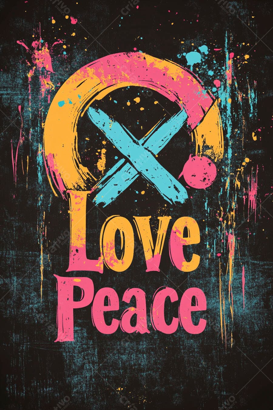 Arte Abstrata Love Peace cores vibrantes