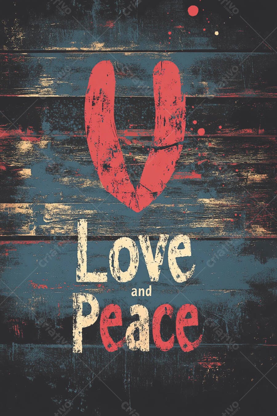 Arte Love and Peace em madeira rústica
