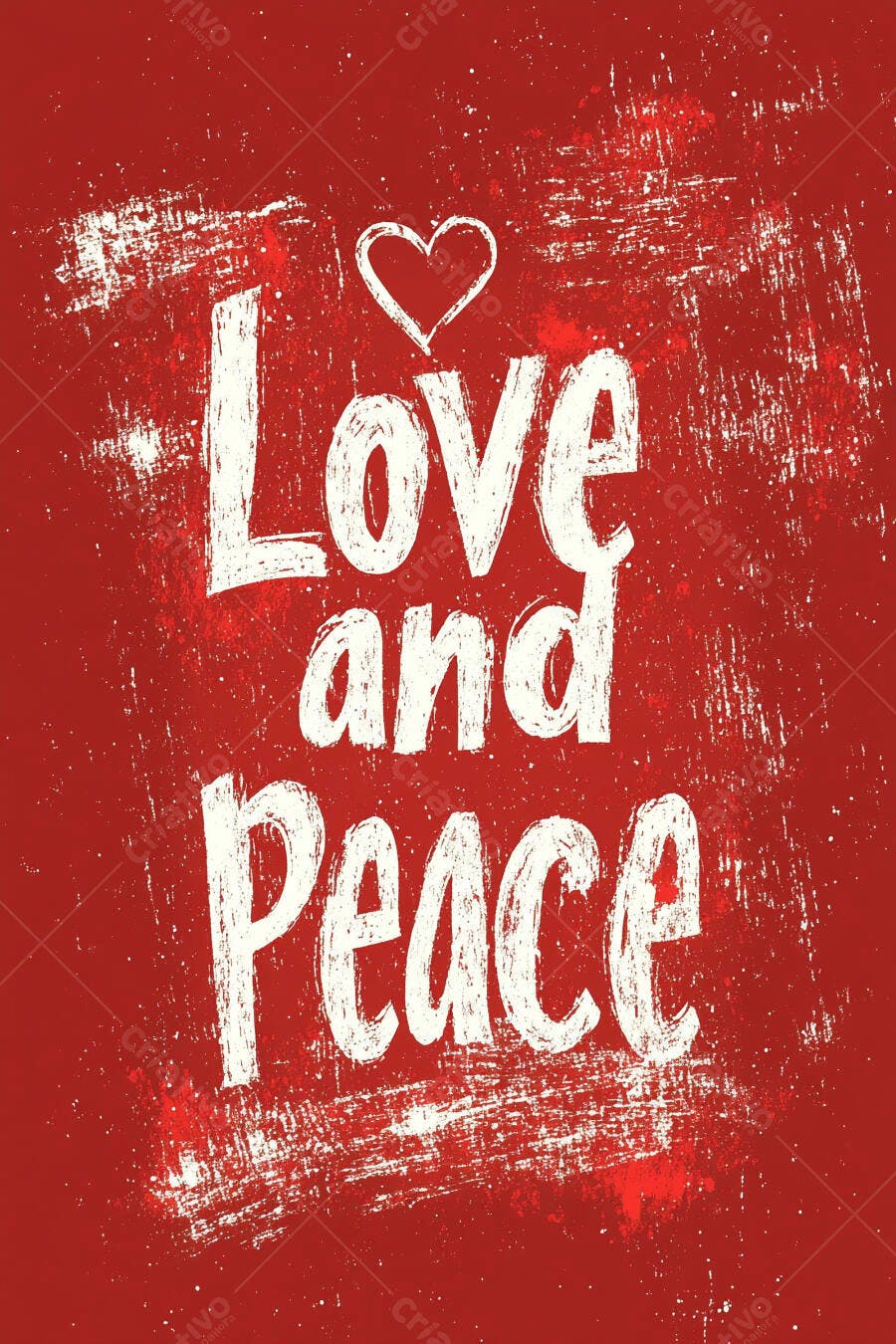 Arte Love and Peace fundo vermelho
