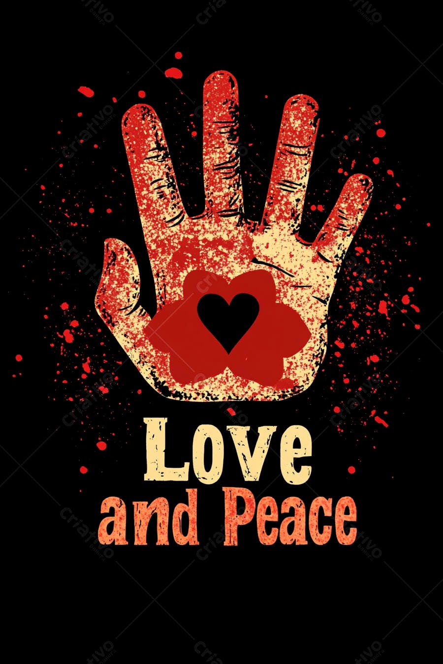 Mão com coração Paz e Amor
