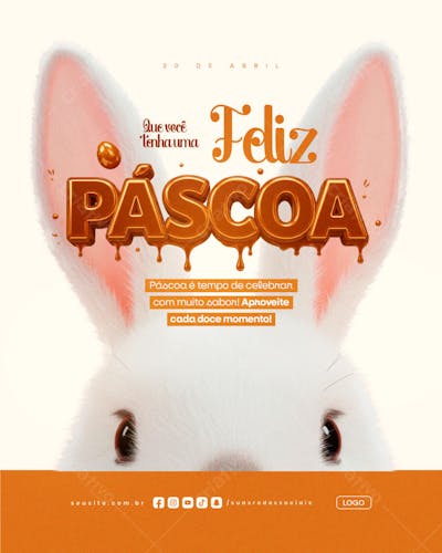 FELIZ pÁSCOA 20 DE aBRIL SOCIAL MEDIA EDITAVEL