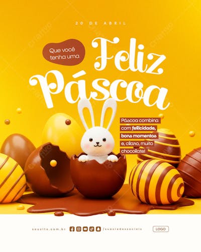 FELIZ pÁSCOA 20 DE aBRIL SOCIAL MEDIA EDITAVEL