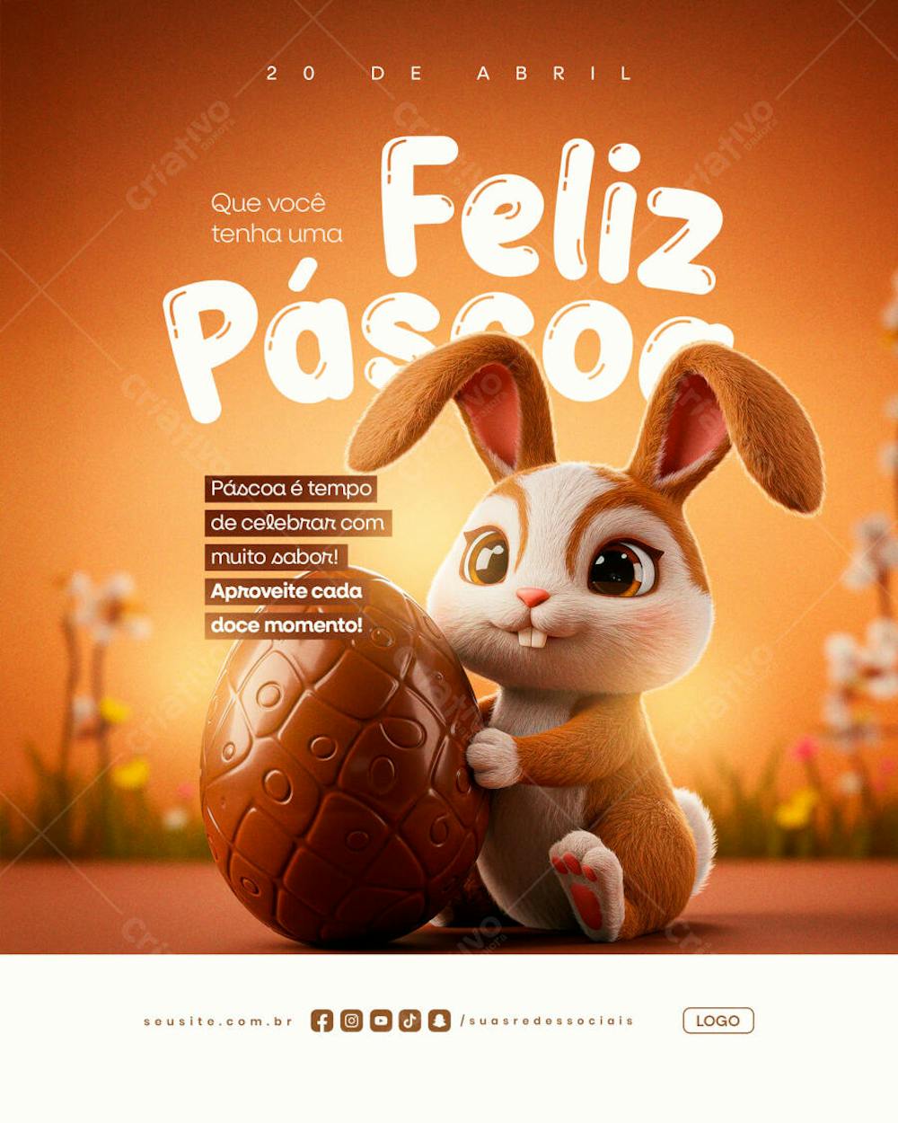 FELIZ pÁSCOA 20 DE aBRIL SOCIAL MEDIA EDITAVEL