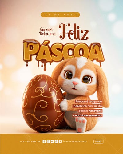 FELIZ pÁSCOA 20 DE aBRIL SOCIAL MEDIA EDITAVEL