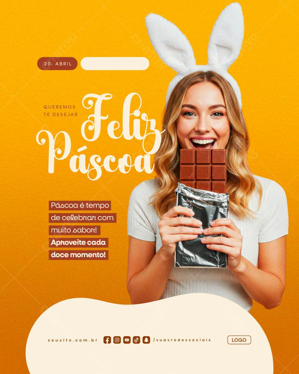 FELIZ pÁSCOA 20 DE aBRIL SOCIAL MEDIA EDITAVEL