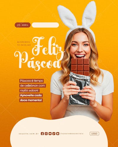 FELIZ pÁSCOA 20 DE aBRIL SOCIAL MEDIA EDITAVEL
