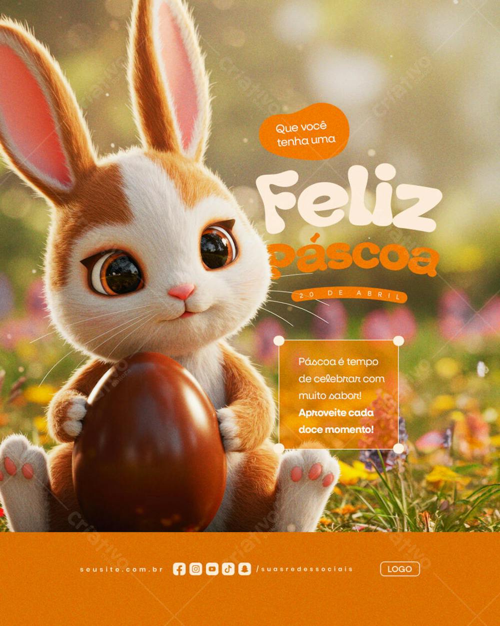 FELIZ pÁSCOA 20 DE aBRIL SOCIAL MEDIA EDITAVEL