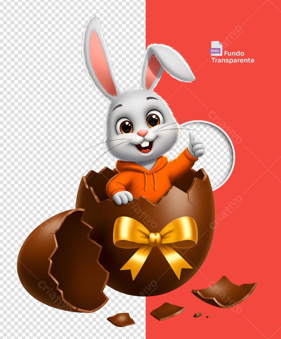Post Instagram Páscoa Coelho Chocolate PNG com fundo transparente