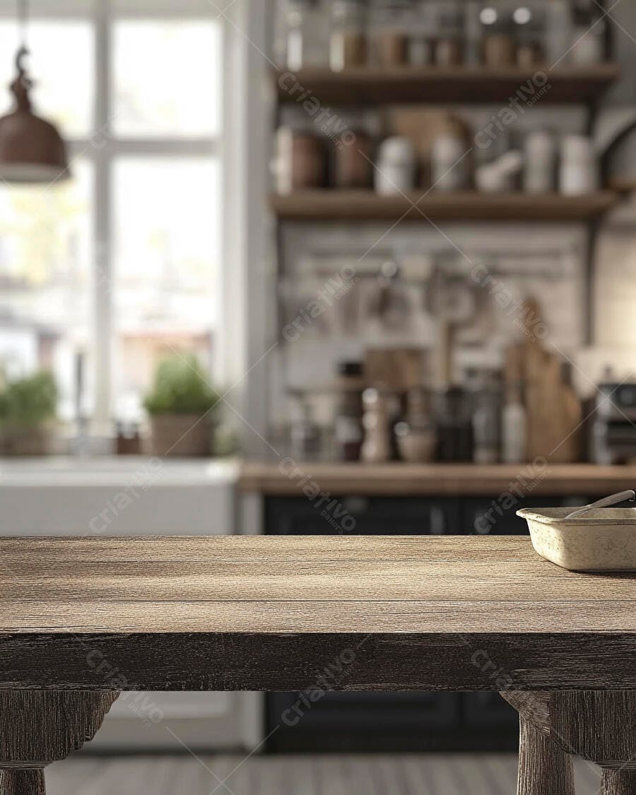 Mesa rústica em cozinha estilo farmhouse