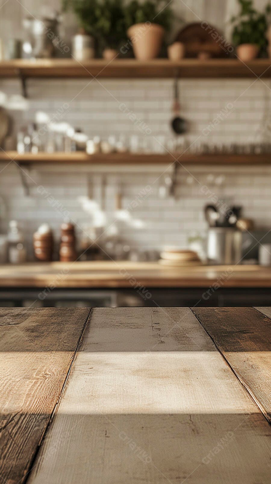 Mesa de madeira rústica em cozinha estilo farm