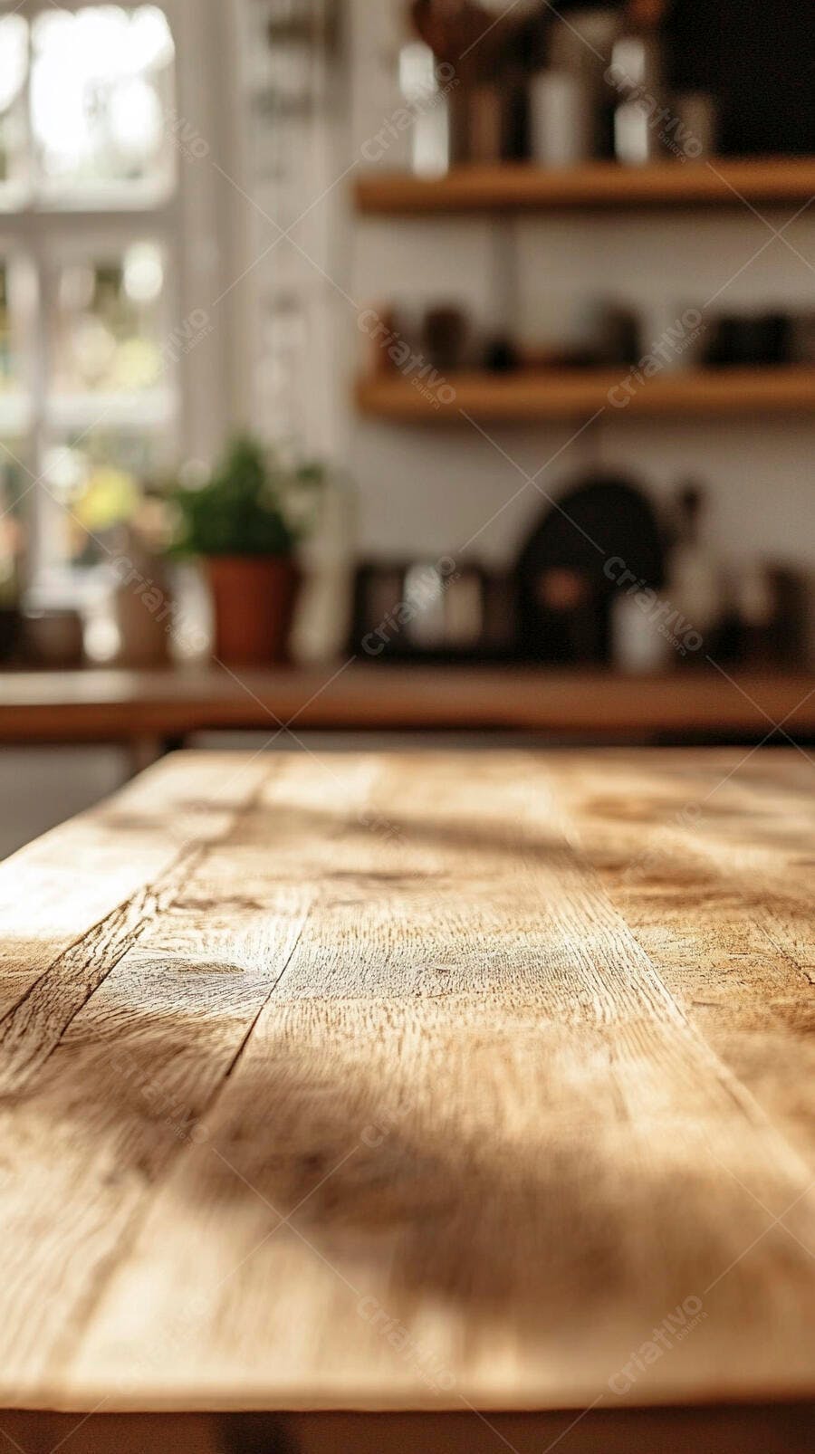 Mesa de madeira iluminada cozinha aconchegante