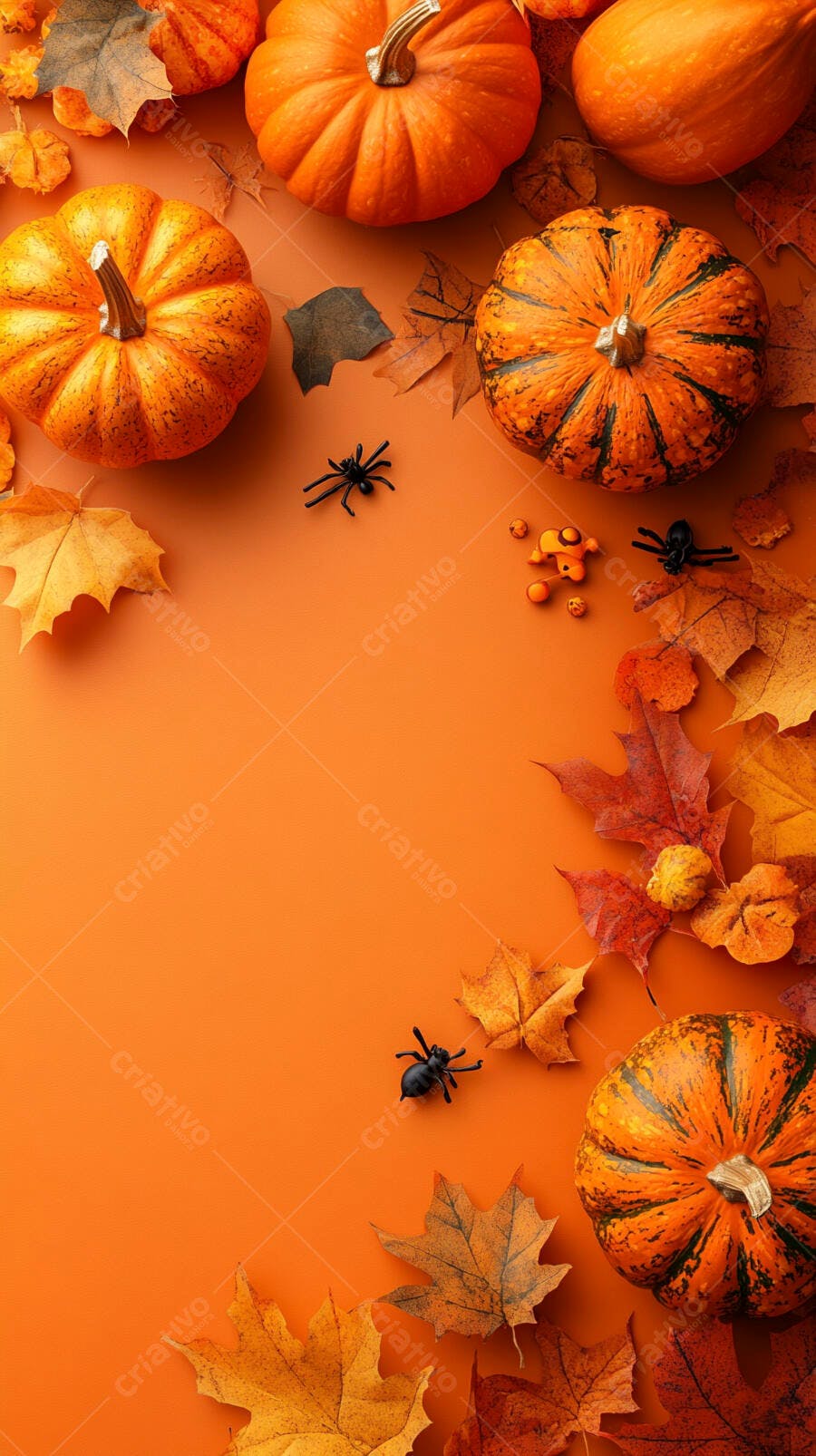 Abóboras e folhas de outono para Halloween