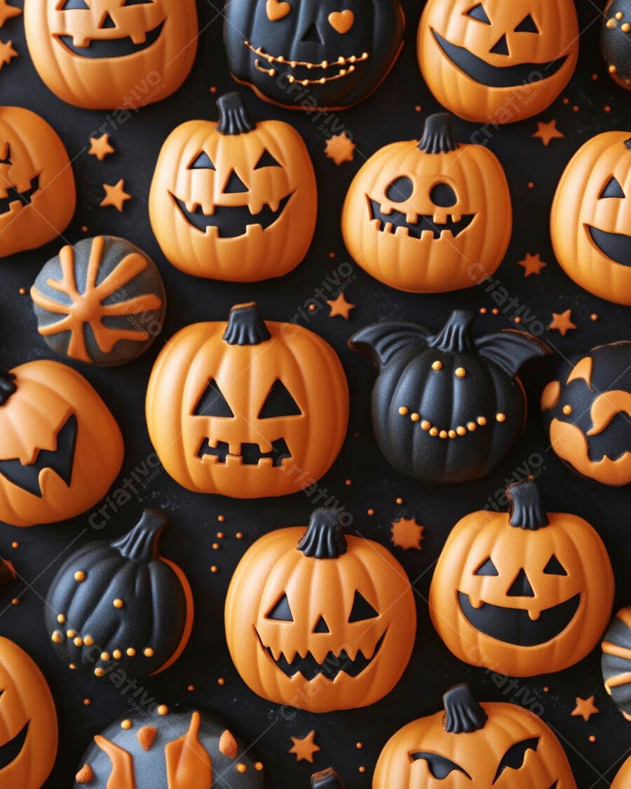 Abóboras de Halloween laranja e pretas