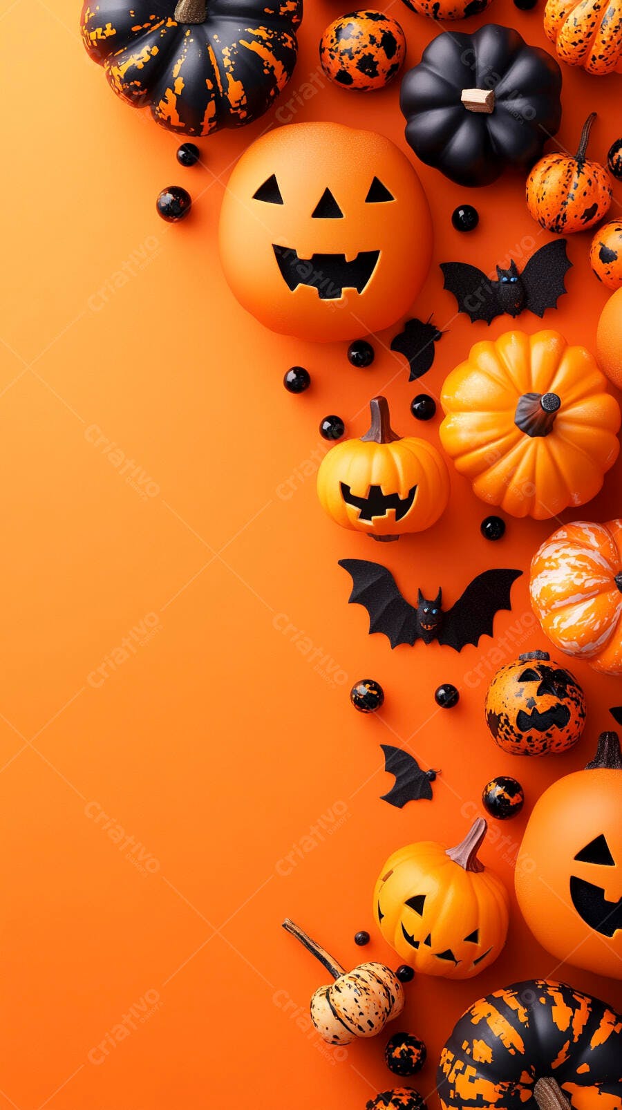 Abóboras e morcegos decoração Halloween