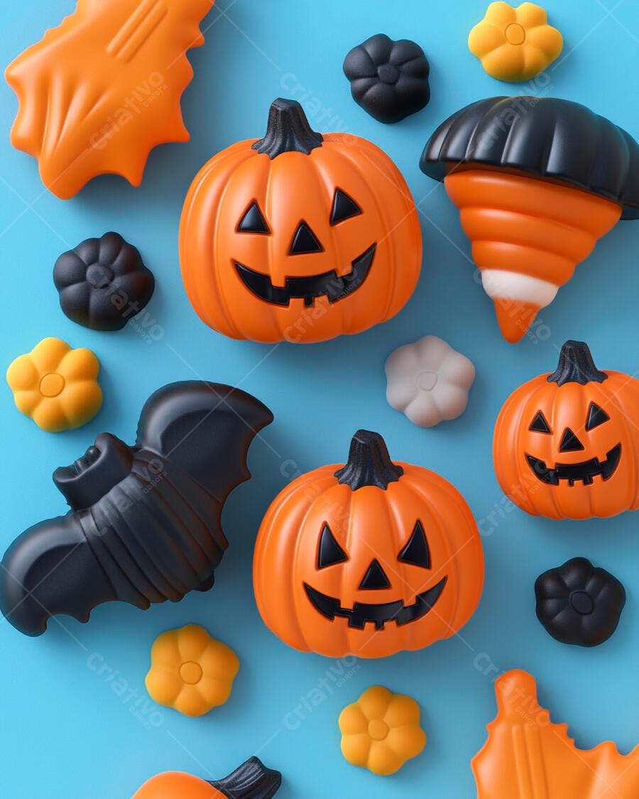 Abóboras e morcegos Halloween decoração