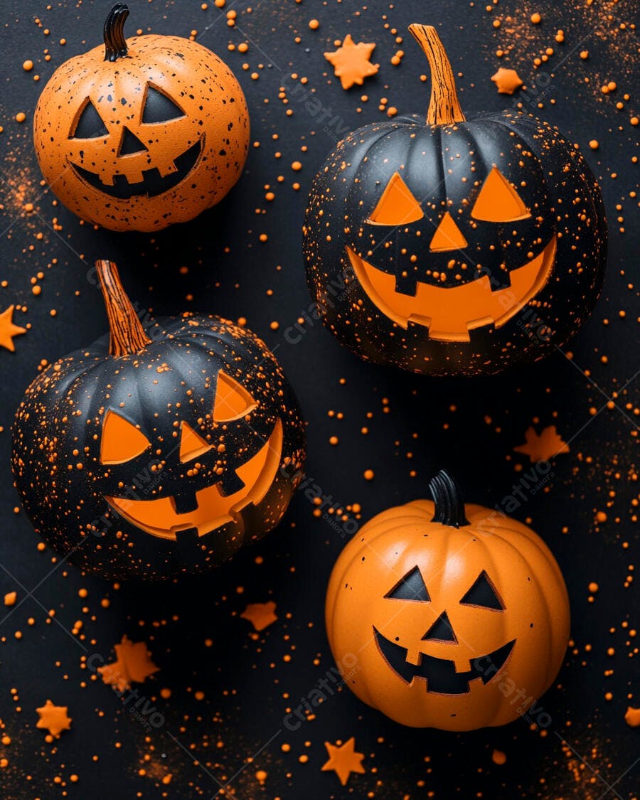 Abóboras de Halloween laranjas e pretas