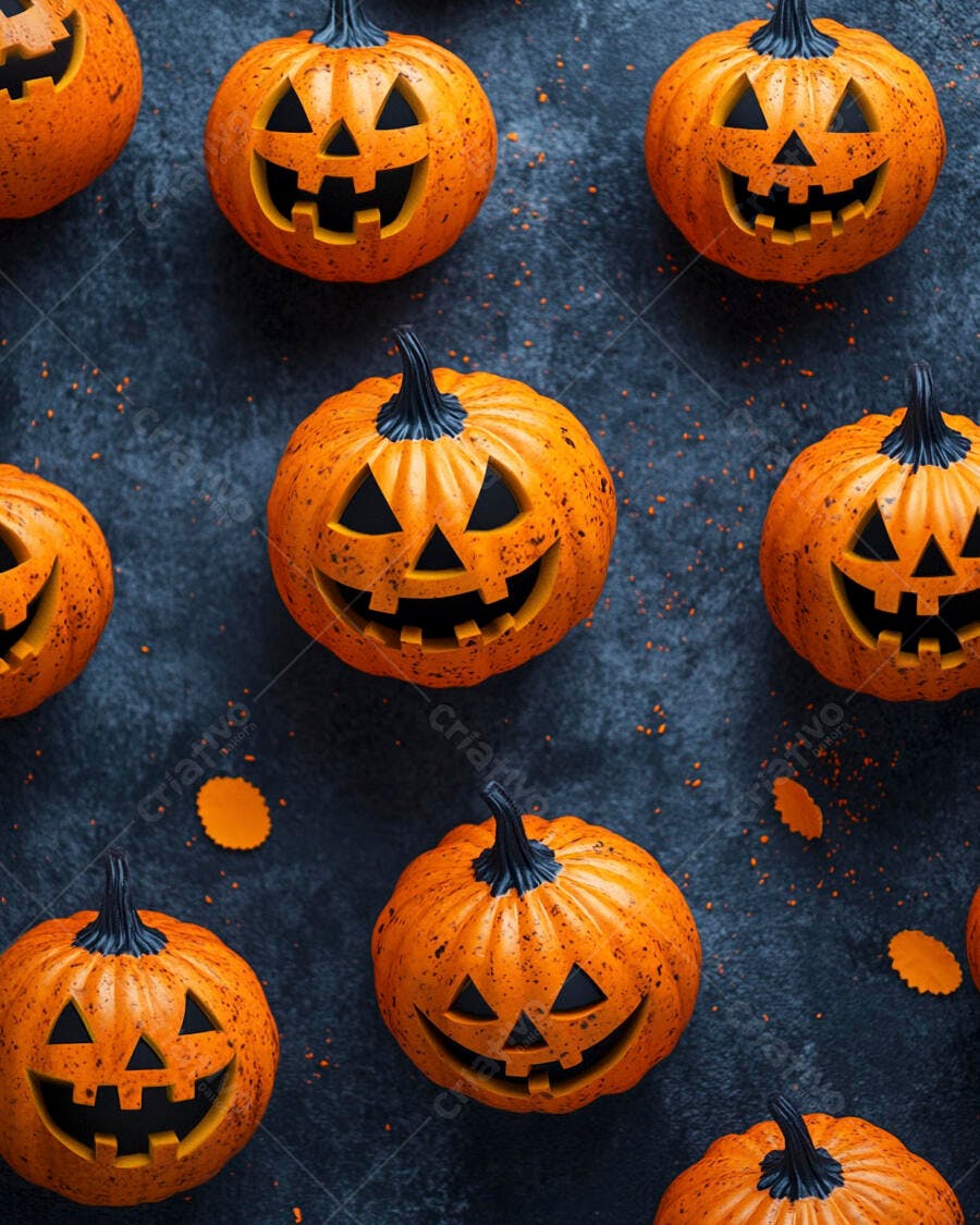 Abóboras de Halloween em fundo escuro