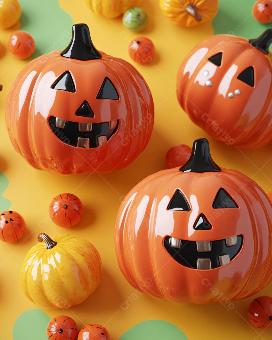 Abóboras de Halloween decoração laranja amarelo