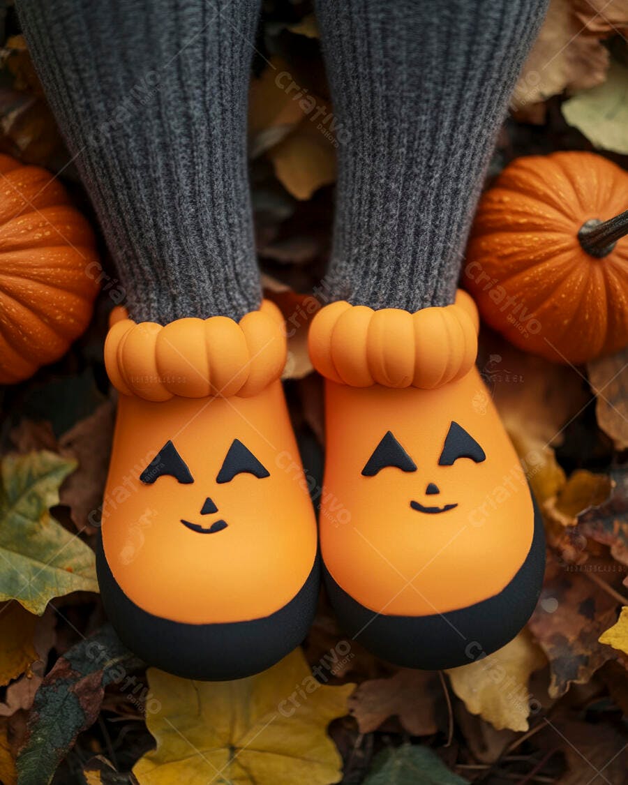 Sapatinhos abóbora Halloween outono