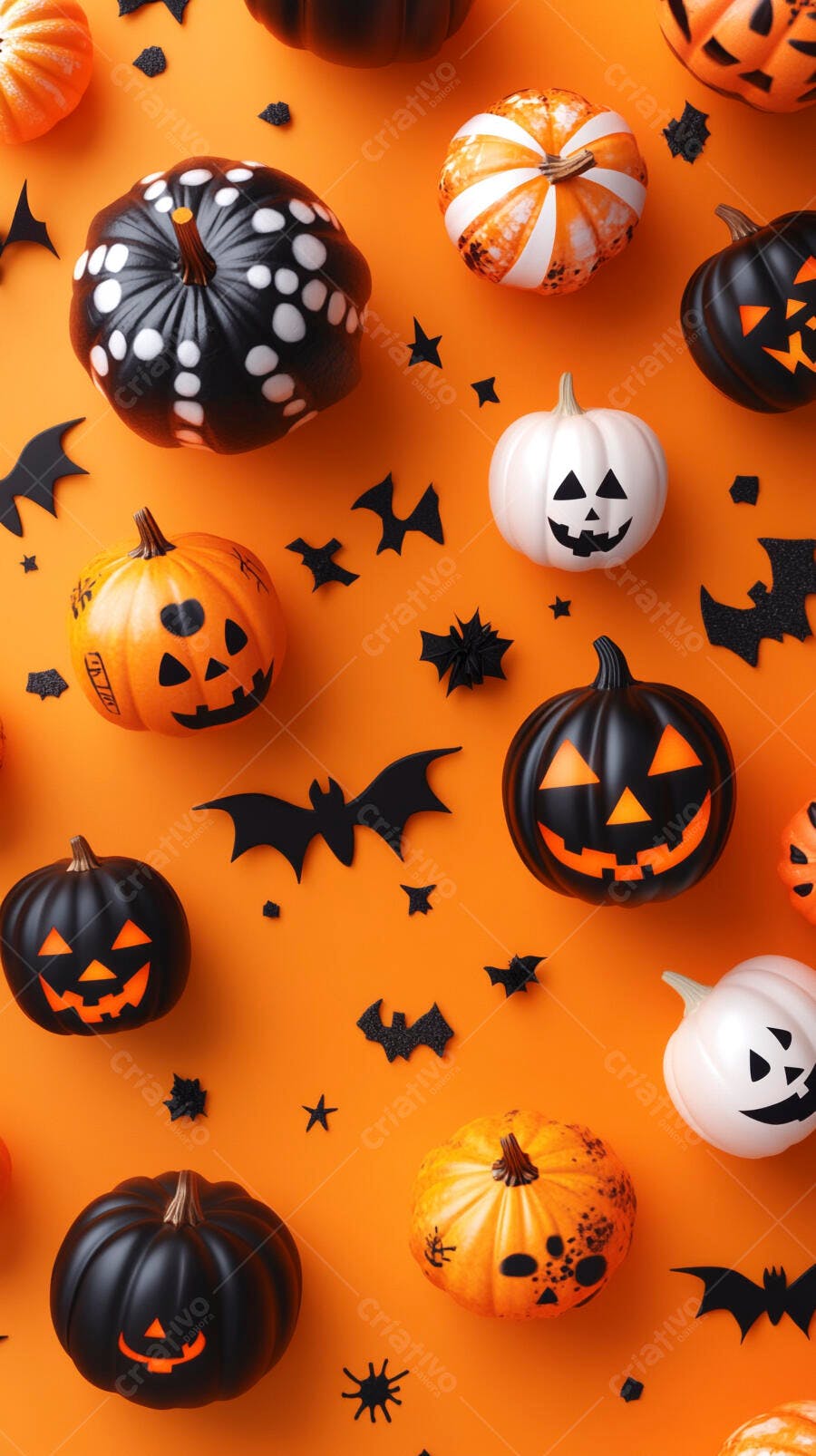 Abóboras Halloween fundo laranja