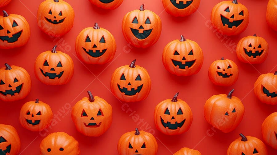Abóboras de Halloween fundo vermelho
