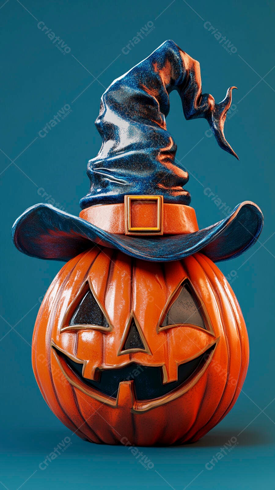 Abóbora de Halloween com chapéu de bruxa