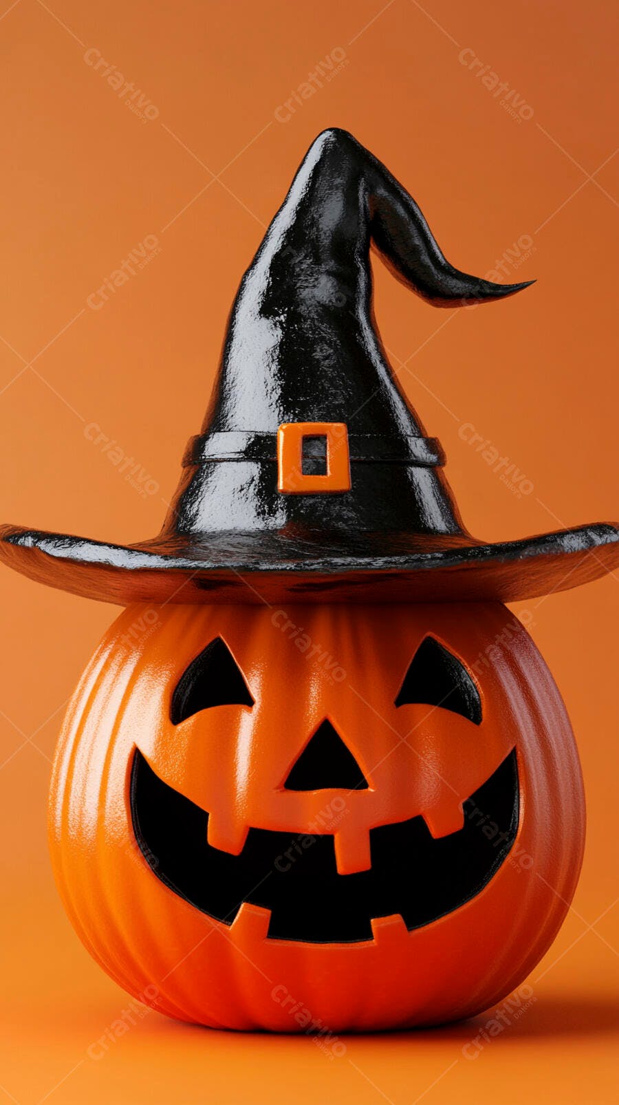 Abóbora de Halloween com chapéu de bruxa