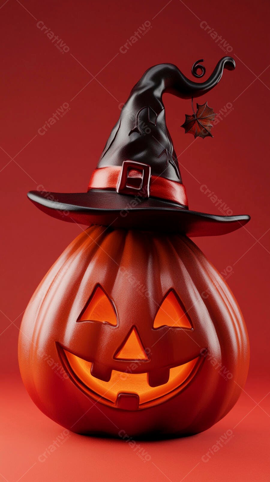 Abóbora de Halloween com chapéu de bruxa