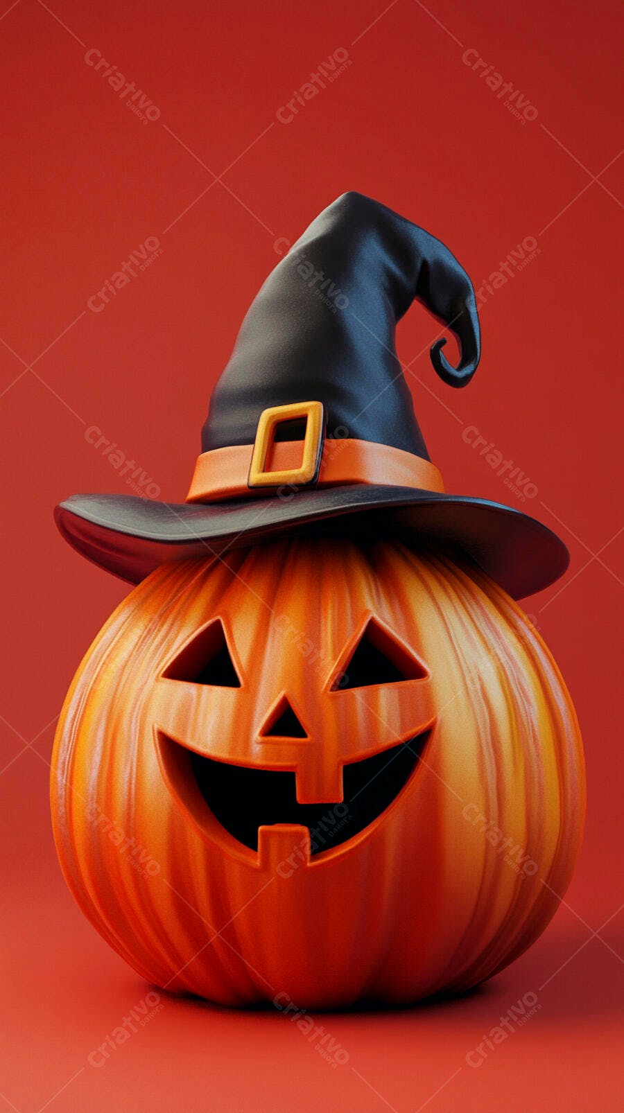 Abóbora de Halloween com chapéu de bruxa