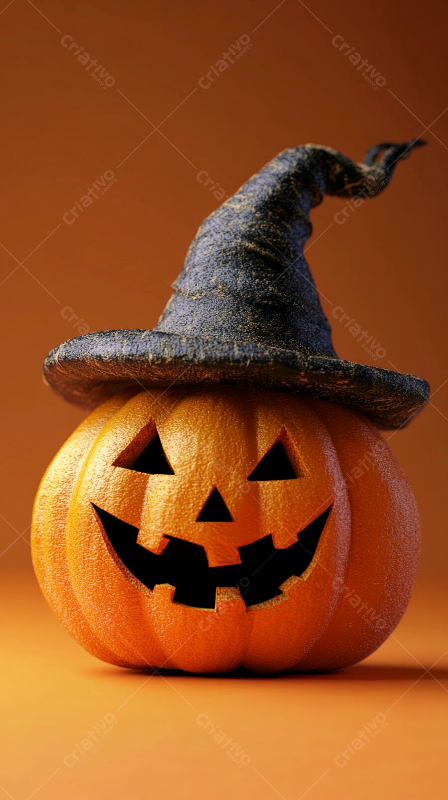 Abóbora de Halloween com chapéu de bruxa