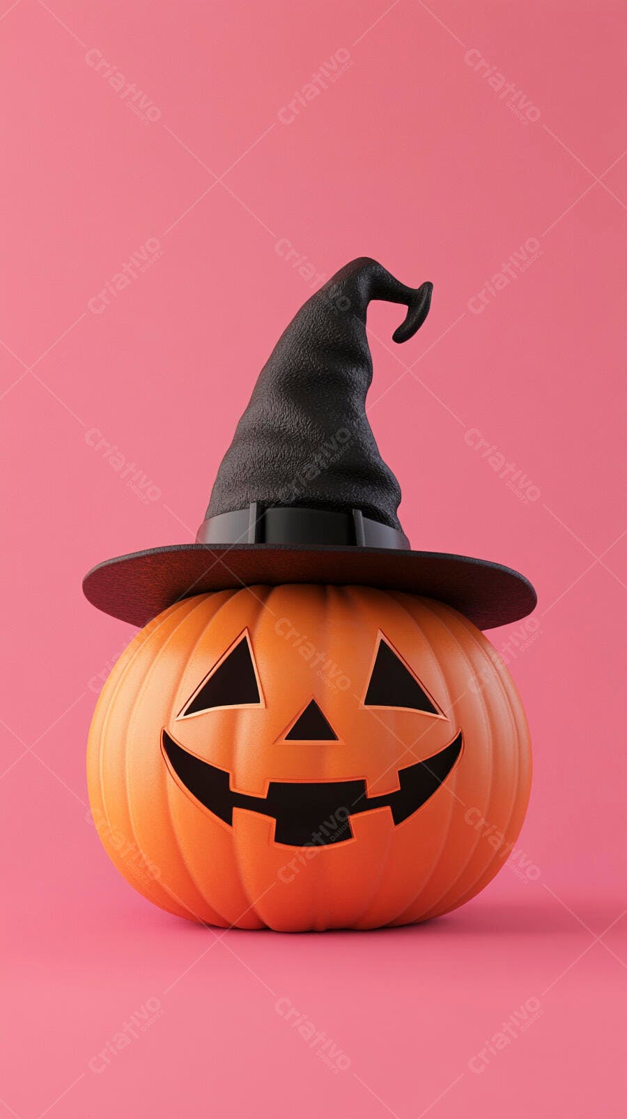 Abóbora Halloween com chapéu de bruxa