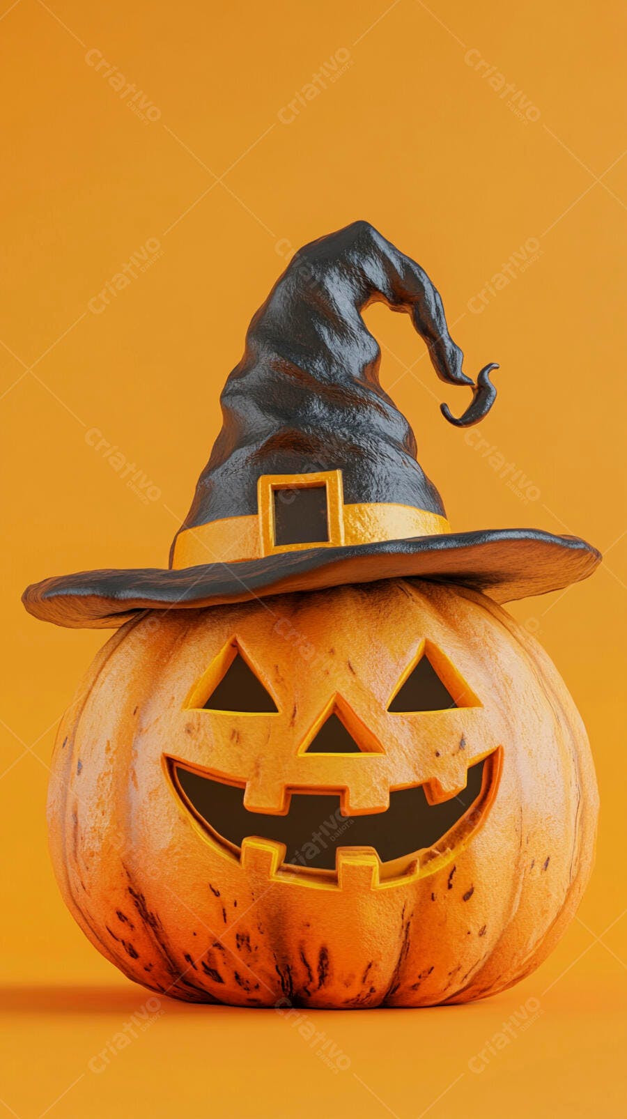 Abóbora de Halloween com chapéu de bruxa