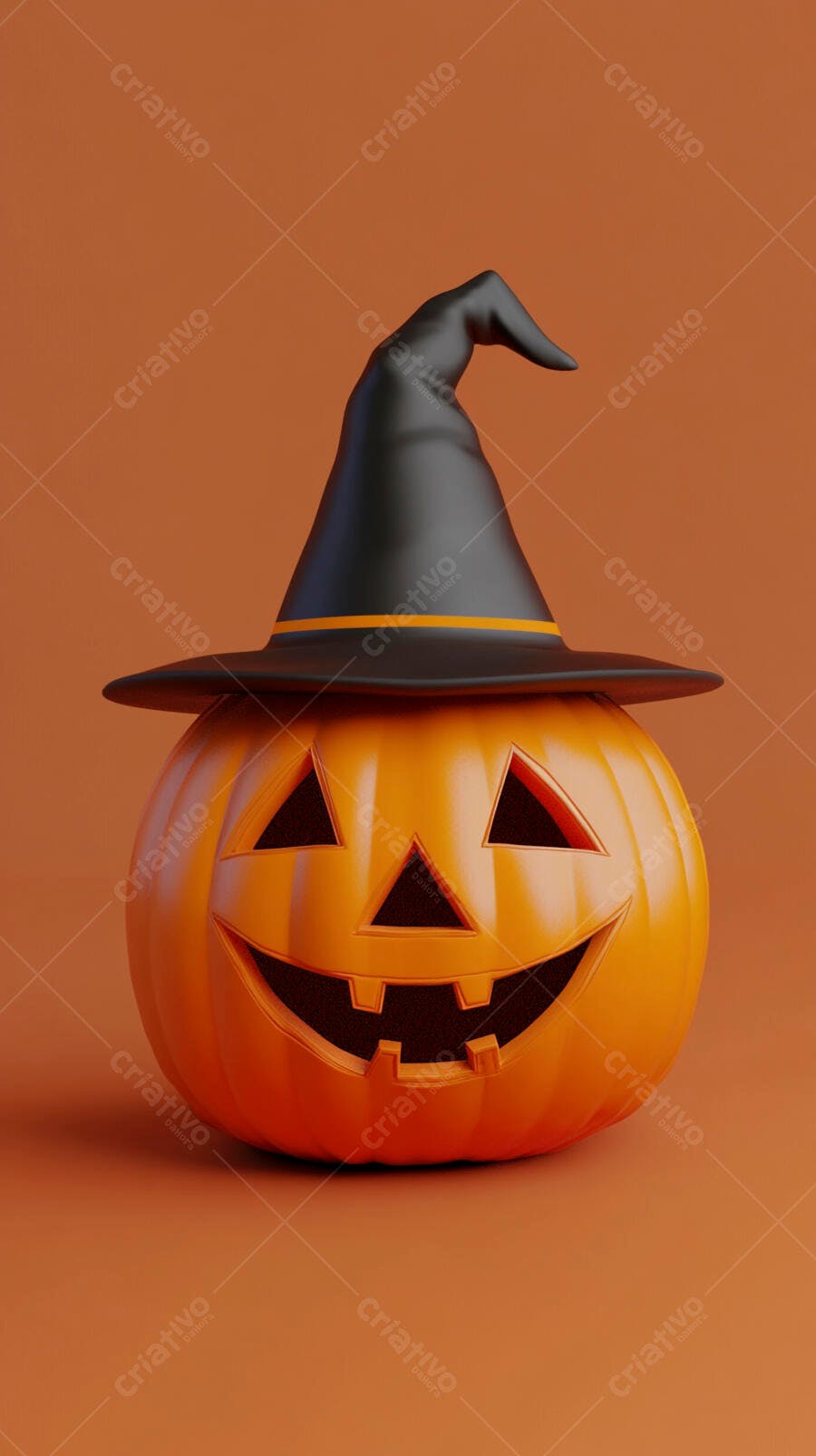 Abóbora de Halloween com chapéu de bruxa