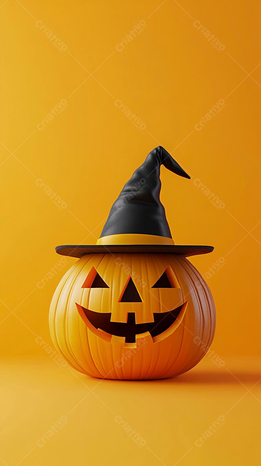Abóbora de Halloween com chapéu de bruxa