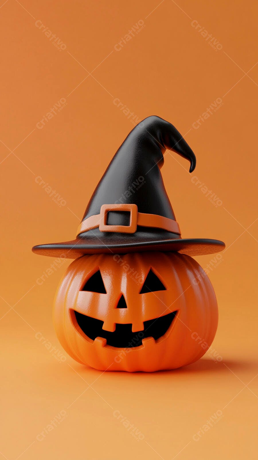 Abóbora de Halloween com chapéu de bruxa