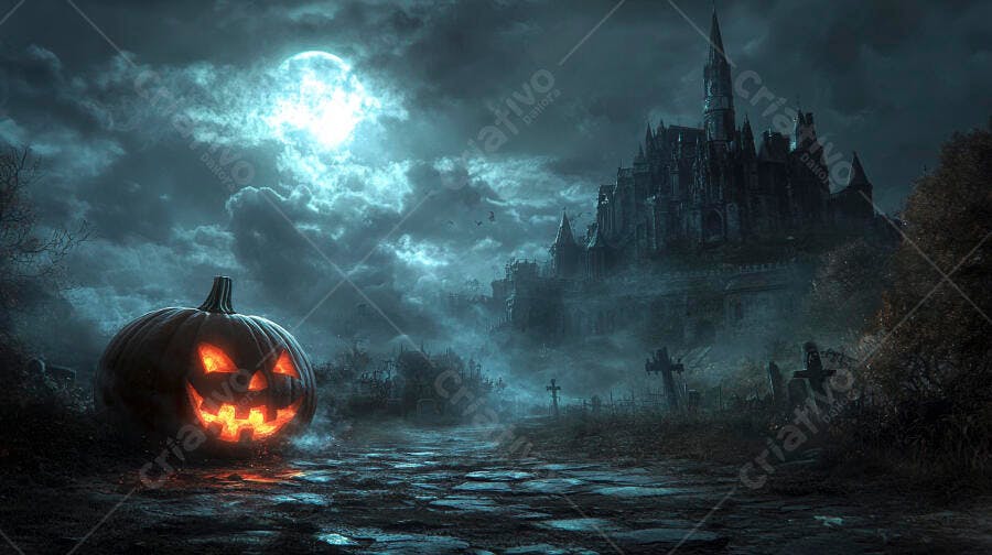 Abóbora de Halloween Castelo Assombrado