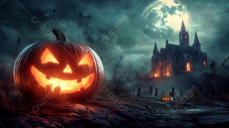 Abóbora de Halloween Castelo Assombrado