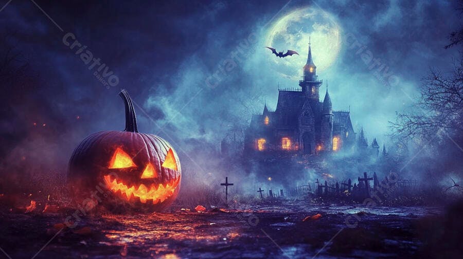 Abóbora de Halloween Castelo Assombrado