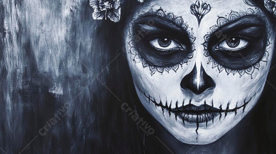 Maquiagem Calavera Catrina tons cinza