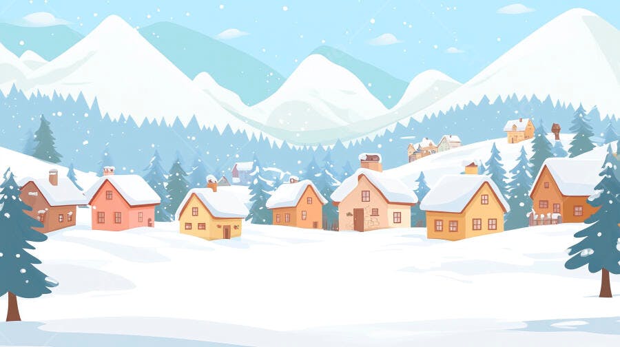 Vila de inverno nevada nos Alpes